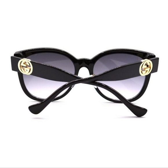 NEW GUCCI WOMEN'S ROUND SUNGLASSES GUCCI GG1028SK 006 GUCCI BLACK EYEWEAR - Picture 9 of 12